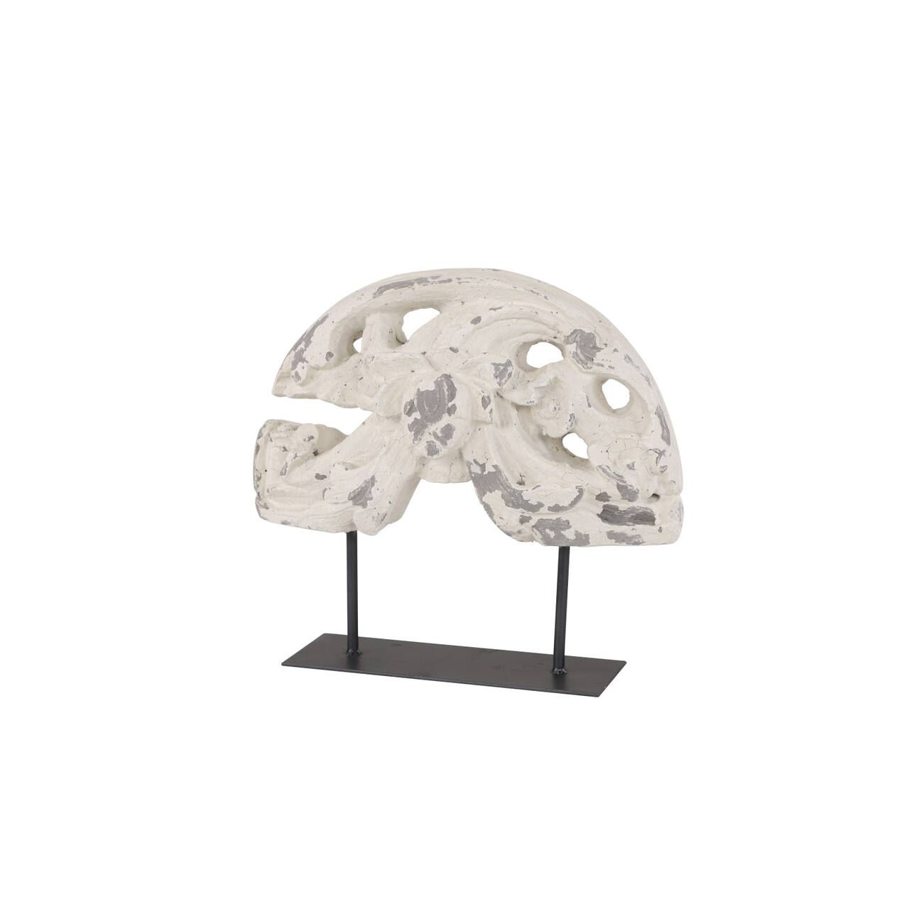 White Metal Vintage Sculpture, Abstract 15" x 15" x 4"